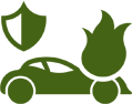 Car with sheild and flame